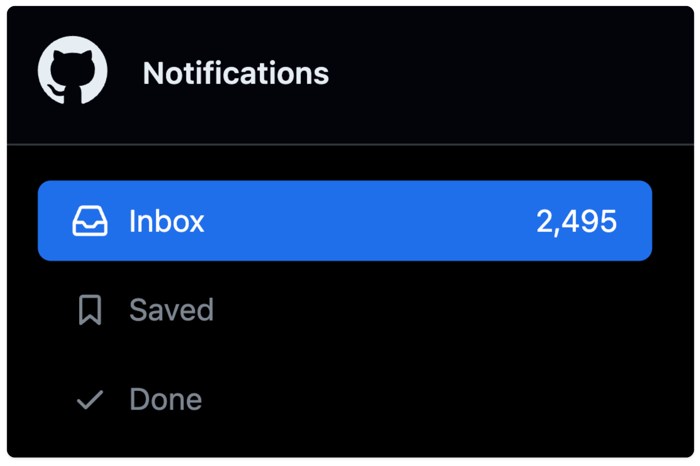 screenshot showing number of notifications at 2,495, from blog page of Anthony Fu writing about how he manages GitHub notifications.